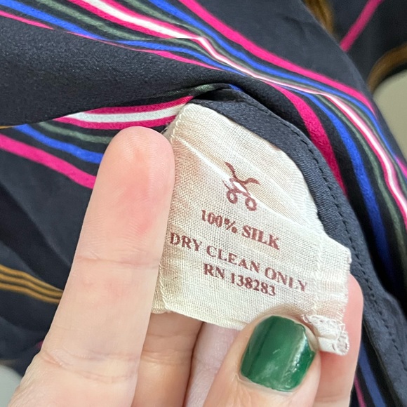 Figue Thalie Ashbury-Stripe Long-Sleeve High-Low Tunic 100% Silk - Picture 10 of 10